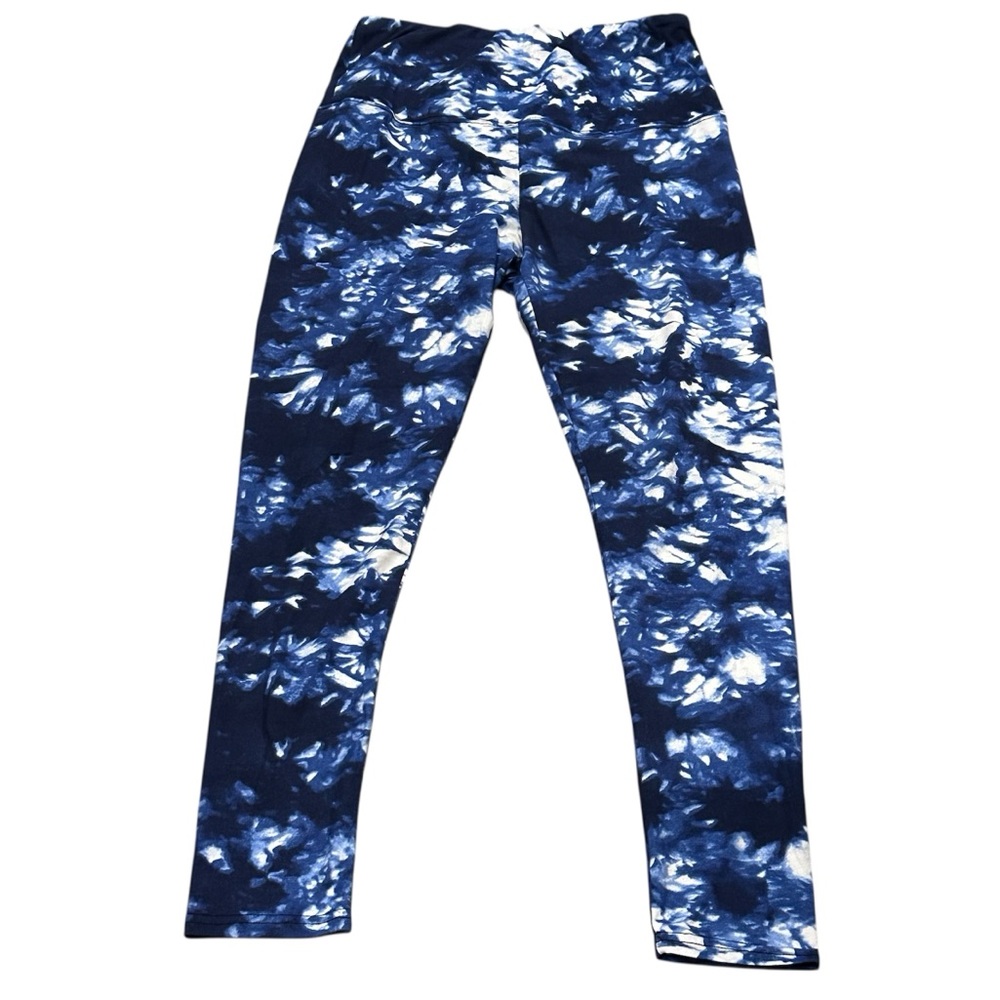 Shosho Navy and White Tie Dye Athletic Yoga Leggings Large - Picture 2 of 4